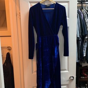 Lulus Dark Blue Velvet Dress